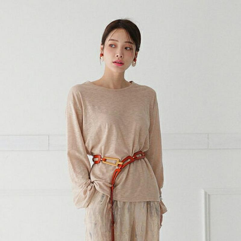 ラウンドネックTシャツ・全5色・62505 レディース【tops】【トップス Tシャツ 長袖 単色 無地 シンプル カジュアル 