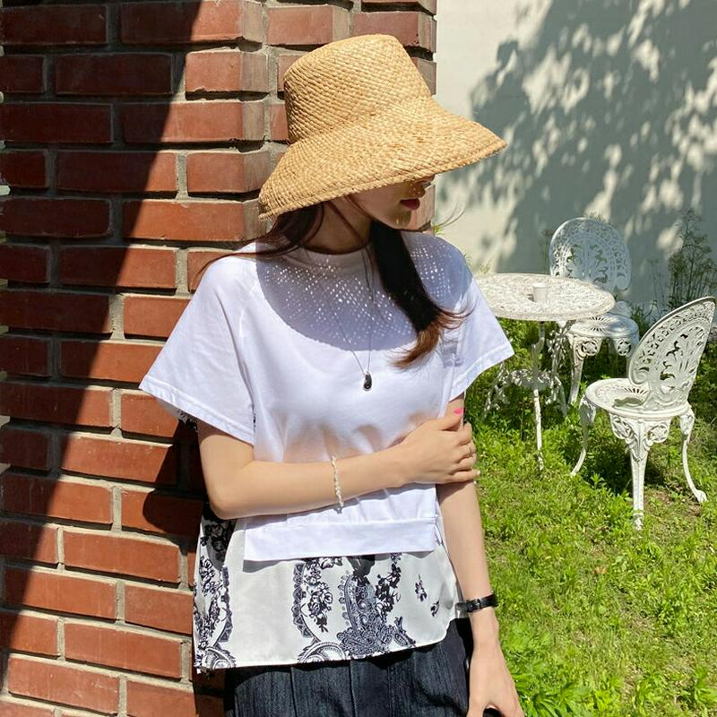 【新作10%OFF】バックパターンプリーツTシャツ・全2色・b62423 レディース【tops】【トップス Tシャツ 半袖 バッ
