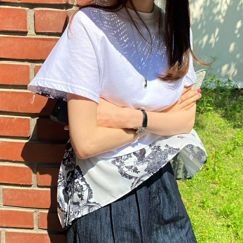 【新作10%OFF】バックパターンプリーツTシャツ・全2色・b62423 レディース【tops】【トップス Tシャツ 半袖 バッ
