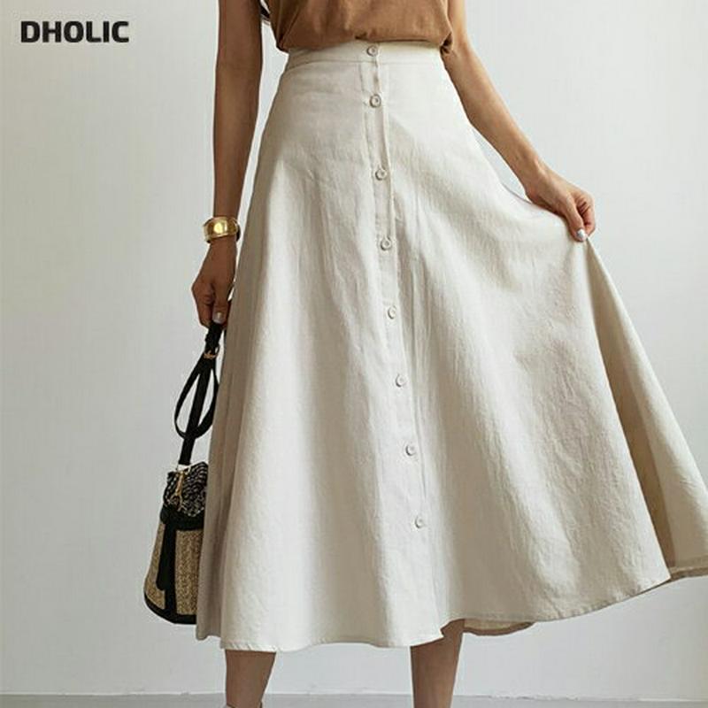 【新作10%OFF】フェイクボタンスカート・全2色・t59642 レディース【sk】【スカート ロング ロングスカート フレア 