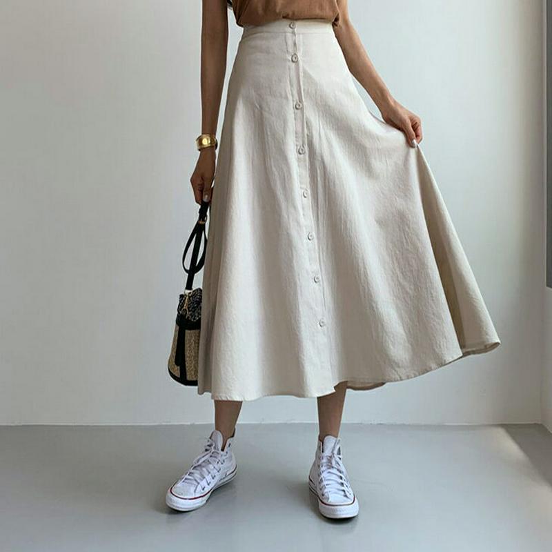【新作10%OFF】フェイクボタンスカート・全2色・t59642 レディース【sk】【スカート ロング ロングスカート フレア 