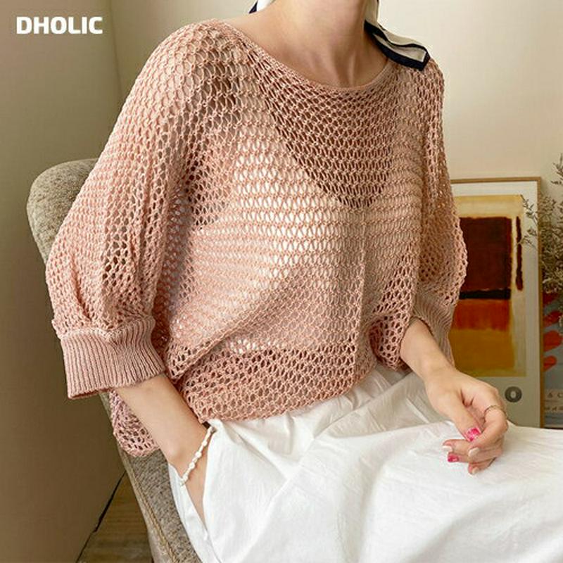 【新作10%OFF】ドルマンネットニット・全7色・b62419 レディース【tops】【トップス ニット ニットトップス 七分丈