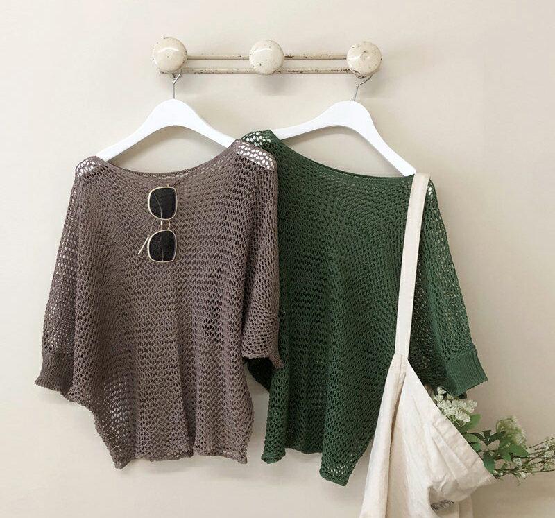 【新作10%OFF】ドルマンネットニット・全7色・b62419 レディース【tops】【トップス ニット ニットトップス 七分丈