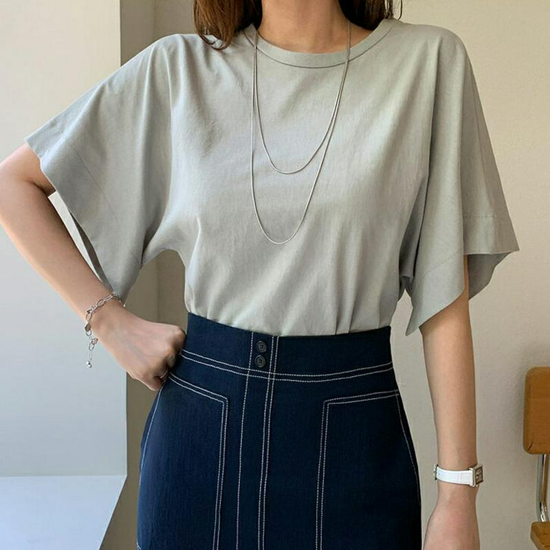 【新作10%OFF】スリットワイドスリーブTシャツ・全3色・b62422 レディース【tops】【トップス Tシャツ 半袖 ハー