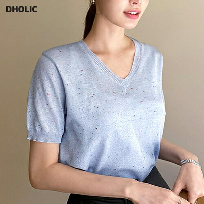 【新作10%OFF】カラーミックスVネックニット・全4色・b62418 レディース【tops】【トップス ニット ニットトップス