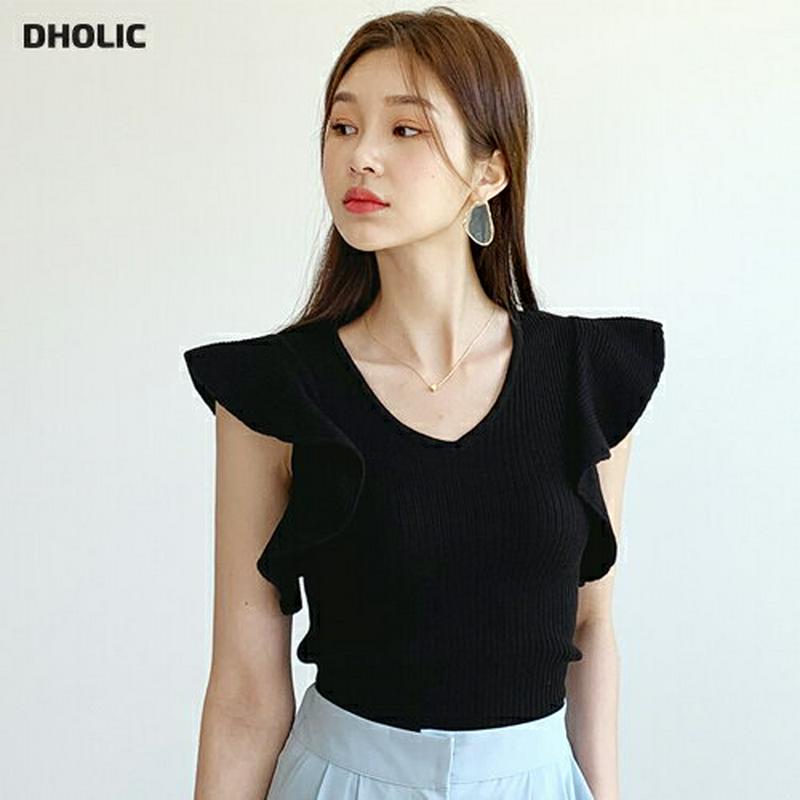 【新作10%OFF】ショルダーフリルリブニット・全2色・b59607 レディース【tops】【トップス ニット ニットトップス 