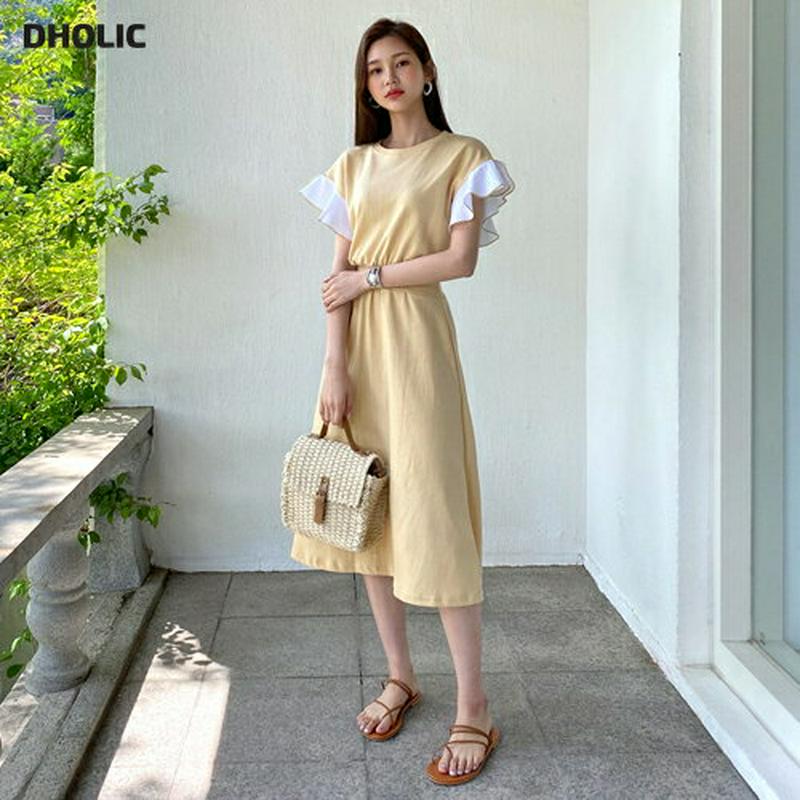 【新作10%OFF】コントラストスリーブワンピース・全3色・b59616 レディース【ops】【ワンピース ロング ロングワンピ