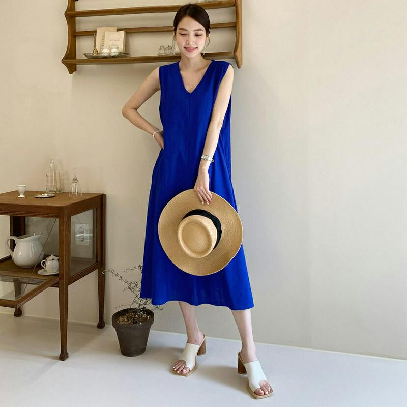 【新作10%OFF】Vネックスリーブレスワンピース・全3色・b62428 レディース【ops】【ワンピース ロング ロングワンピ