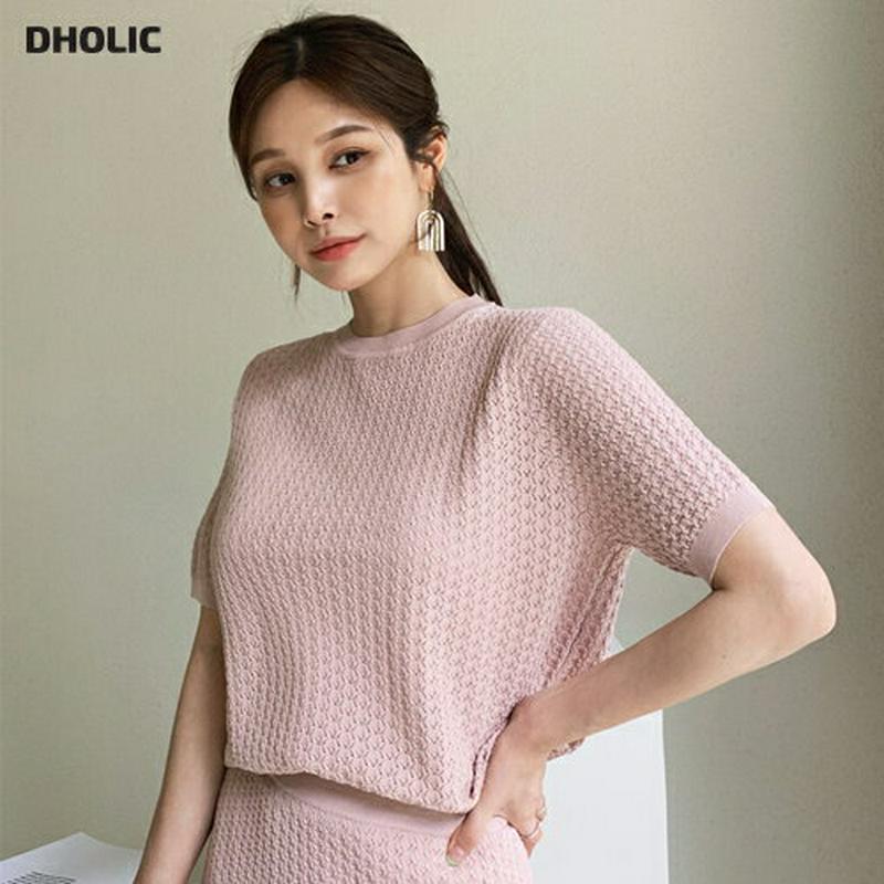 【新作10%OFF】パターンニット・全4色・b62485 レディース【tops】【トップス ニット ニットトップス 半袖 ハーフ