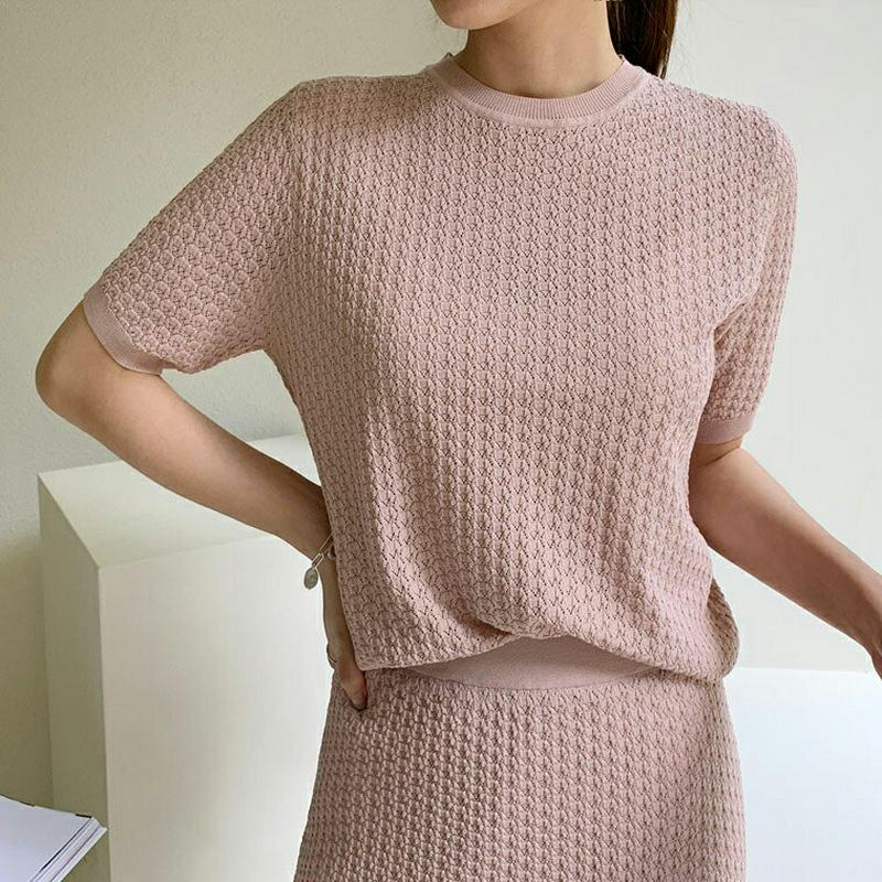 【新作10%OFF】パターンニット・全4色・b62485 レディース【tops】【トップス ニット ニットトップス 半袖 ハーフ