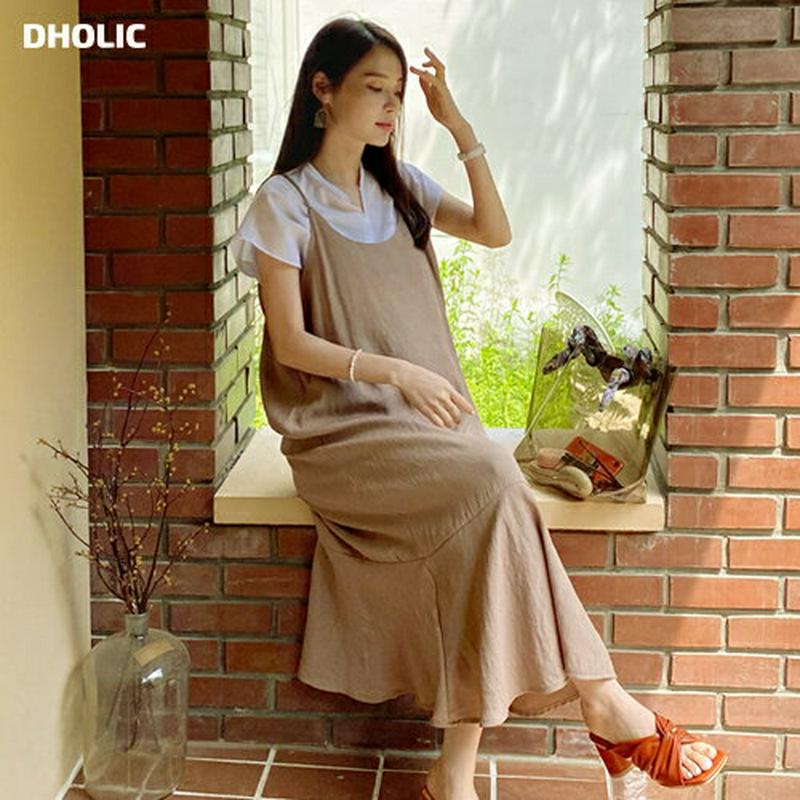 【新作10%OFF】フレアヘムスリーブレスワンピース・全3色・b62431 レディース【ops】【ワンピース ロング ロングワン