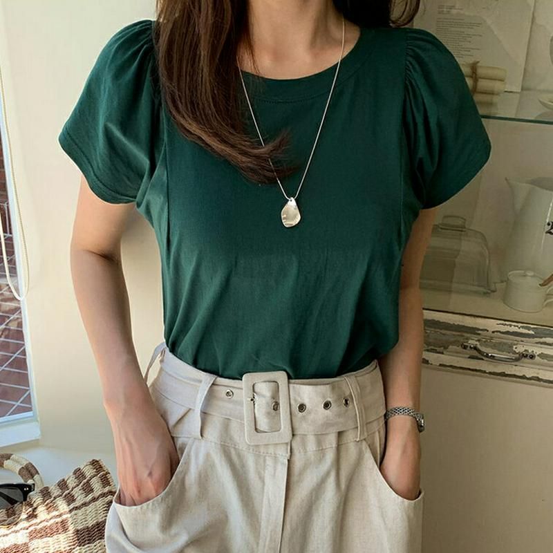 【新作10%OFF】ギャザースリーブTシャツ・全6色・b62425 レディース【tops】【トップス Tシャツ キャップスリーブ