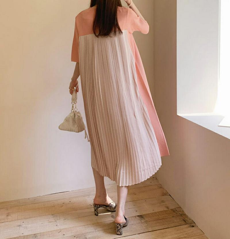 【新作10%OFF】バックプリーツニットワンピース・全4色・b62433 レディース【ops】【ワンピース ミディ丈 ミディワン