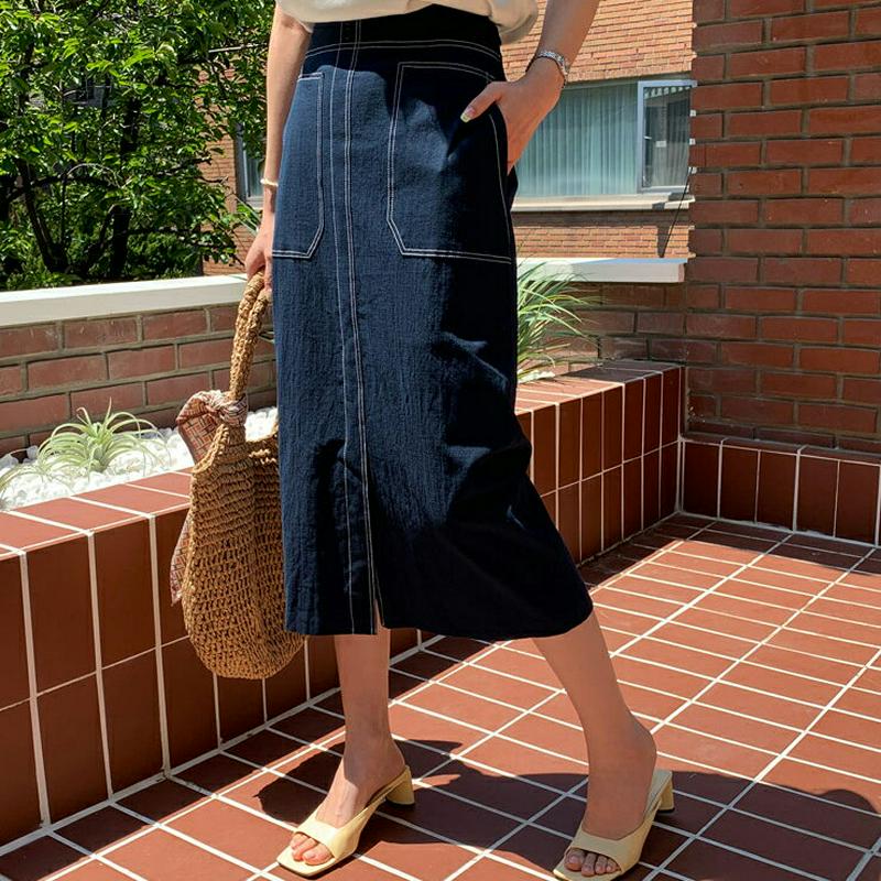 【新作10%OFF】ステッチHラインスカート・全2色・b62436 レディース【sk】【スカート ロング ロングスカート Hライ