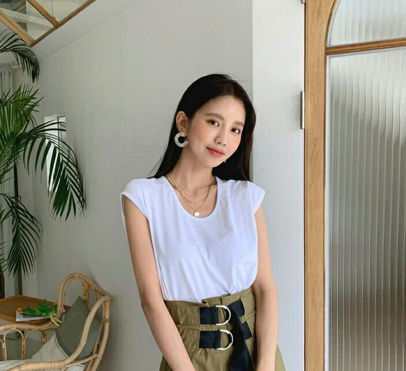 UネックフレンチスリーブTシャツ・全5色・b56182 レディース【tops】【トップス フレンチスリーブ キャップスリーブ シ