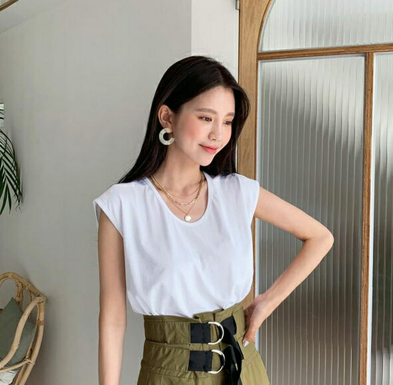 UネックフレンチスリーブTシャツ・全5色・b56182 レディース【tops】【トップス フレンチスリーブ キャップスリーブ シ