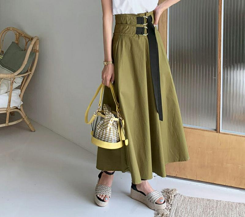ダブルベルトフレアスカート・全3色・t56183 レディース【sk】【スカート ロング ロングスカート フレア フレアスカート 