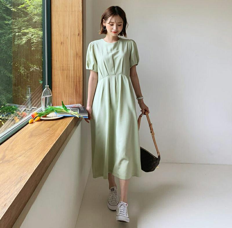 バックリボンワンピース・全2色・t56203 レディース【ops】【ワンピース ロング ロングワンピース 半袖 バックリボン リ