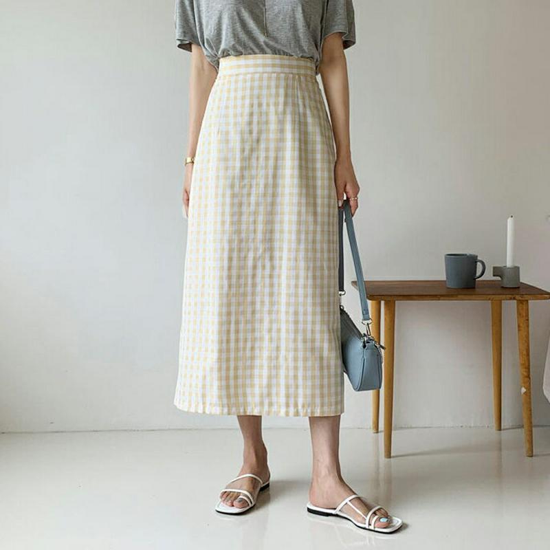 スリットギンガムチェックスカート・全4色・b56193 レディース【sk】【スカート ロング ロングスカート スリット チェック