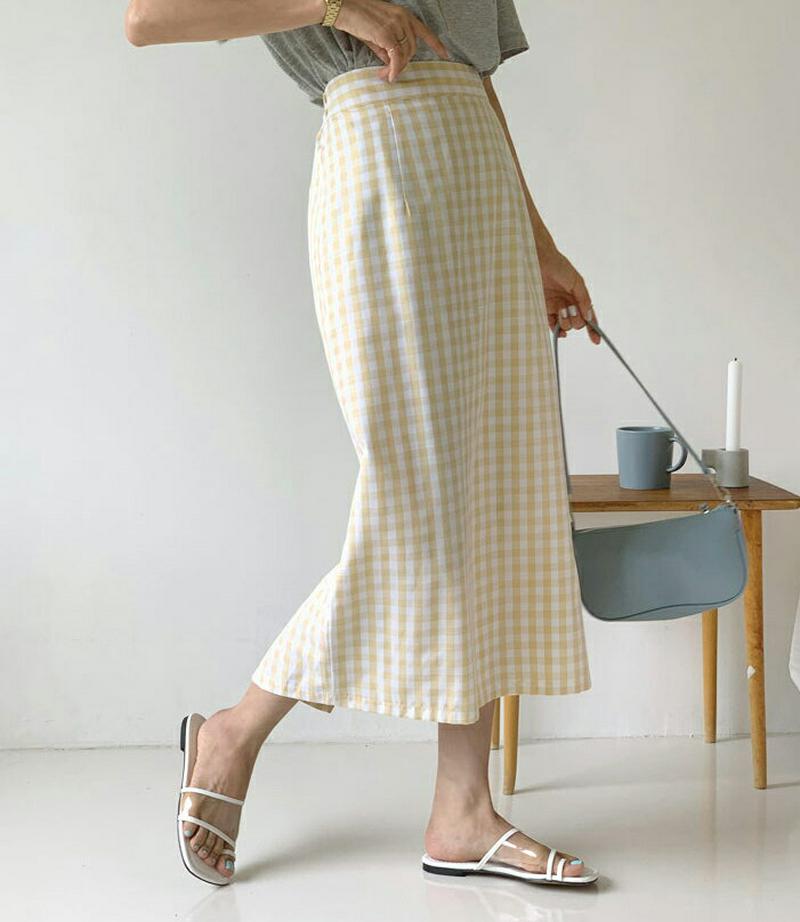 スリットギンガムチェックスカート・全4色・b56193 レディース【sk】【スカート ロング ロングスカート スリット チェック
