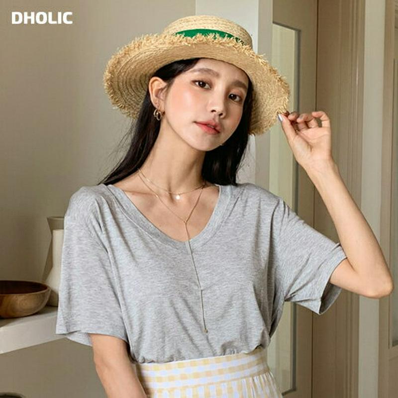 VネックハーフスリーブTシャツ・全4色・t56194 レディース【tops】【トップス Tシャツ 半袖 ハーフスリーブ Vネック