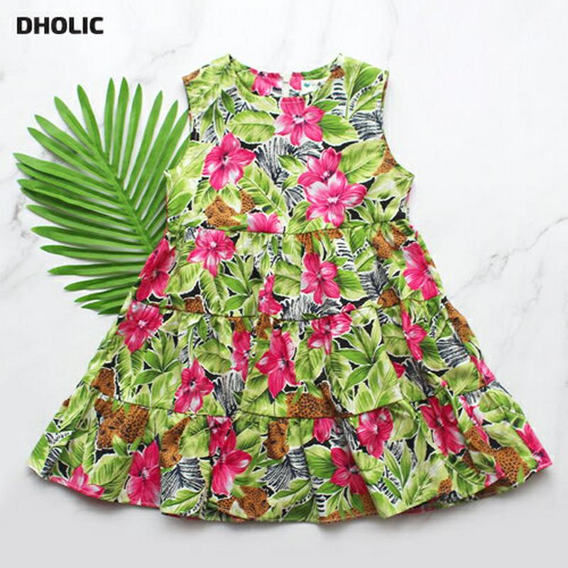 トロピカルスリーブレスワンピース(グリーン) p002445 キッズ 【3~8才】【ops】【韓国 ファッション ワンピース ノ