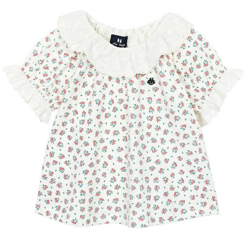 レースカラー花柄トップス&パンツSET p002206 キッズ 【3~8才】【SET】【韓国 ファッション セット 上下セット 