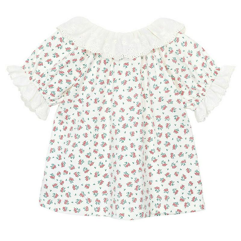 レースカラー花柄トップス&パンツSET p002206 キッズ 【3~8才】【SET】【韓国 ファッション セット 上下セット 