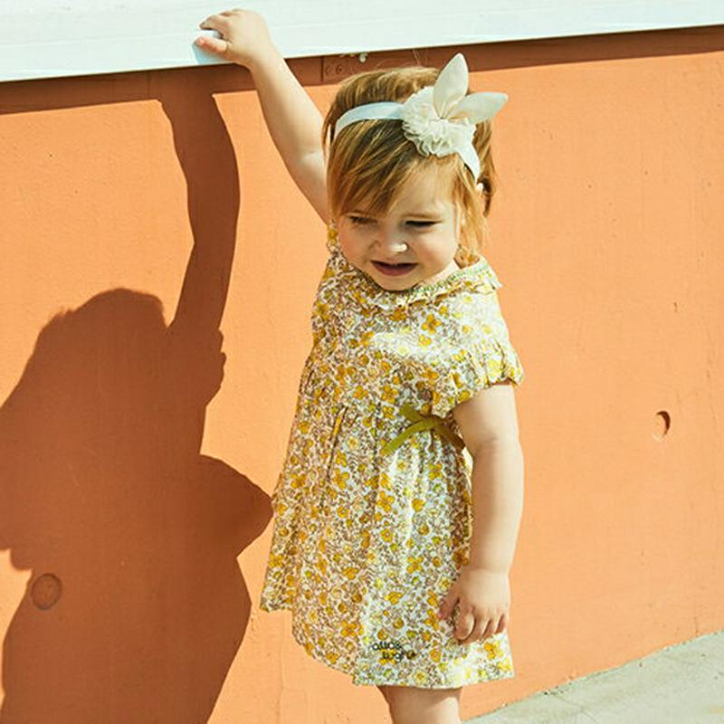 ラッフルネックリボン花柄ワンピース p002187 キッズ 【3~8才】【ops】【韓国 ファッション ワンピース 半袖 ハーフ