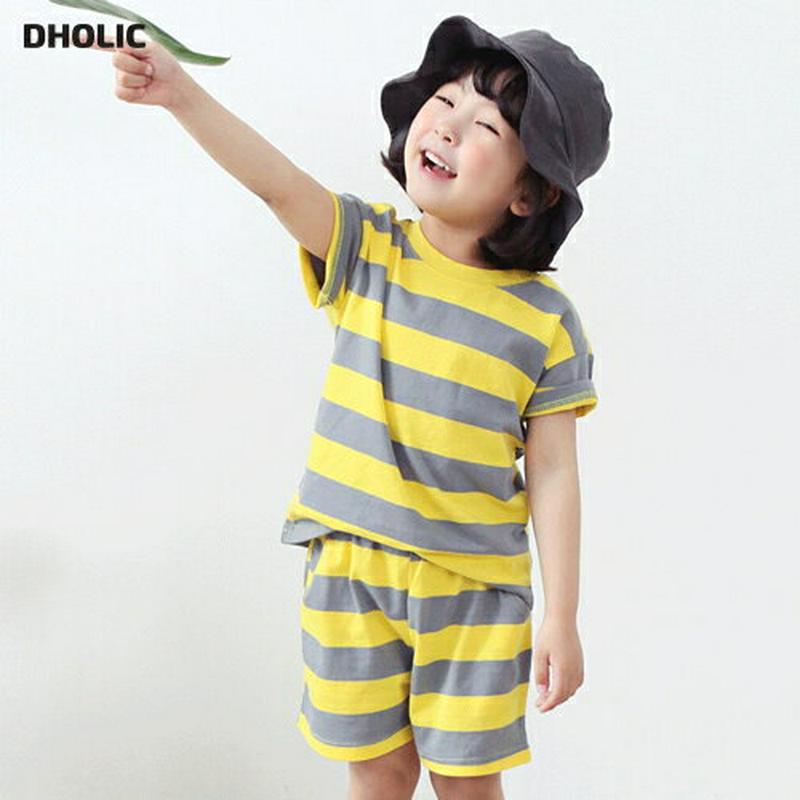 ボーダーTシャツ&パンツSET p002418 キッズ 【3~8才】【SET】【セット 上下セット Tシャツ カットソー 半袖 ハーフスリーブ ショートスリーブ パンツ ハーフ ショート 半ズボン ワンマイルウェア 部屋着 子供 子供服 小学生 ジュニア 夏】【KIDS】
