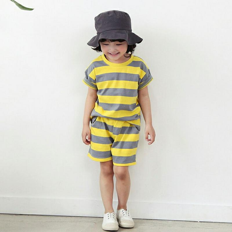 ボーダーTシャツ&パンツSET p002418 キッズ 【3~8才】【SET】【セット 上下セット Tシャツ カットソー 半袖 ハーフスリーブ ショートスリーブ パンツ ハーフ ショート 半ズボン ワンマイルウェア 部屋着 子供 子供服 小学生 ジュニア 夏】【KIDS】