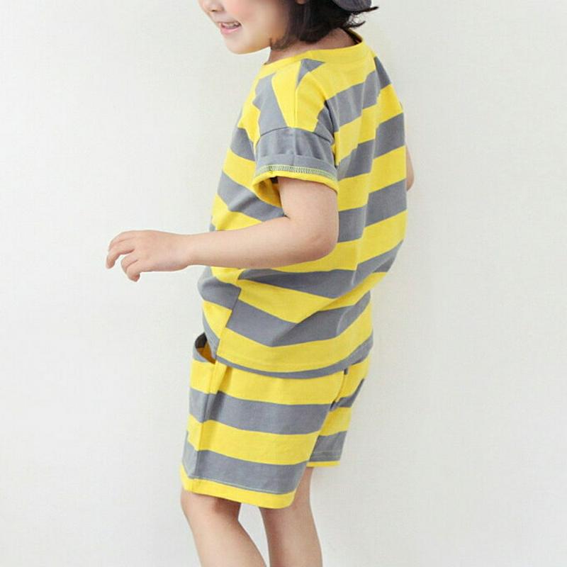 ボーダーTシャツ&パンツSET p002418 キッズ 【3~8才】【SET】【セット 上下セット Tシャツ カットソー 半袖 ハーフスリーブ ショートスリーブ パンツ ハーフ ショート 半ズボン ワンマイルウェア 部屋着 子供 子供服 小学生 ジュニア 夏】【KIDS】