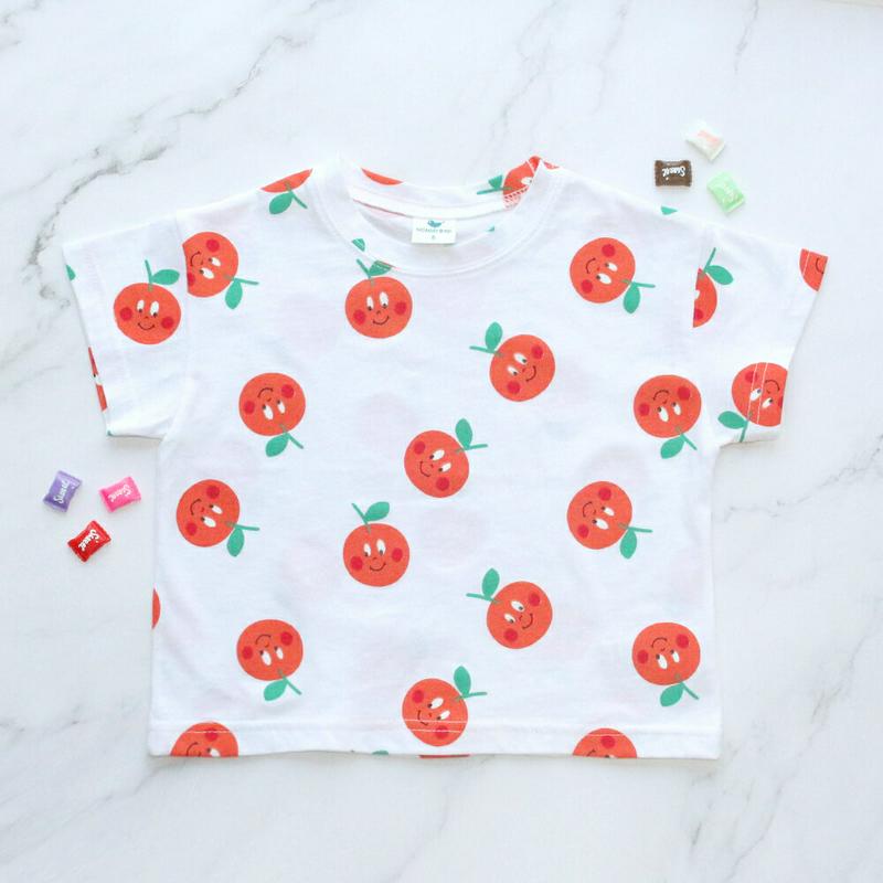 キュートトマト半袖Tシャツ(ホワイト) p002424 キッズ 【3~8才】【tops】【韓国 ファッション トップス Tシャツ