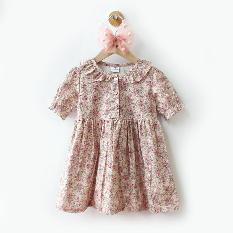 フリルネックガーデンフラワーワンピース p002426 キッズ 【3~8才】【ops】【韓国 ファッション ワンピース 半袖 ハ