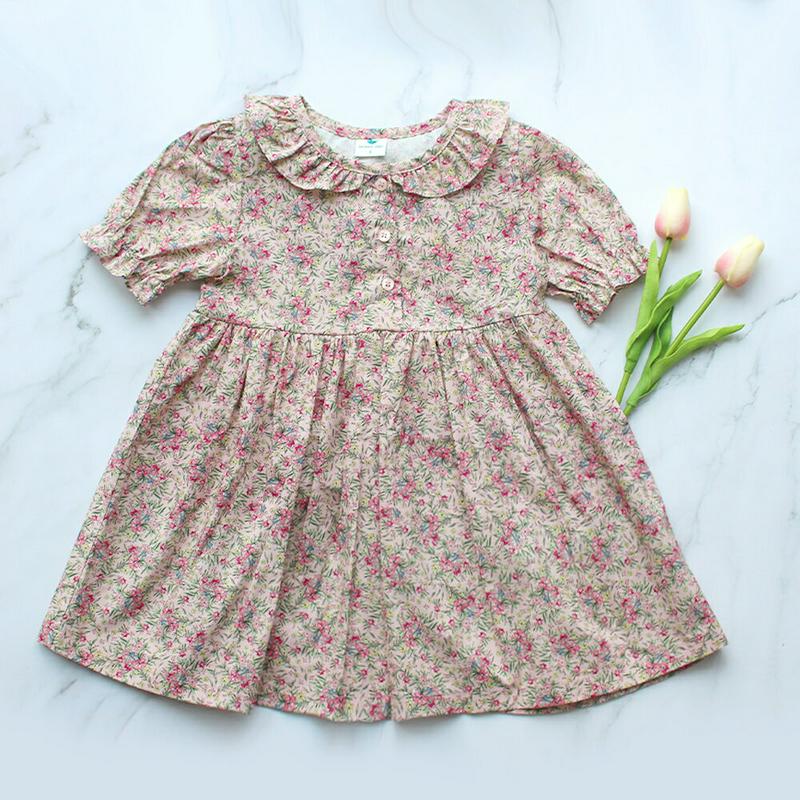フリルネックガーデンフラワーワンピース p002426 キッズ 【3~8才】【ops】【韓国 ファッション ワンピース 半袖 ハ