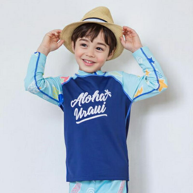 LoudラッシュガードTシャツ・p001580 キッズ【3~8才】【bw】【水着 スイムウェア ラッシュガード 長袖 ポップ 星 カジュアル 女の子 男の子 夏 子供 こども 子供服 こども服】【KIDS】