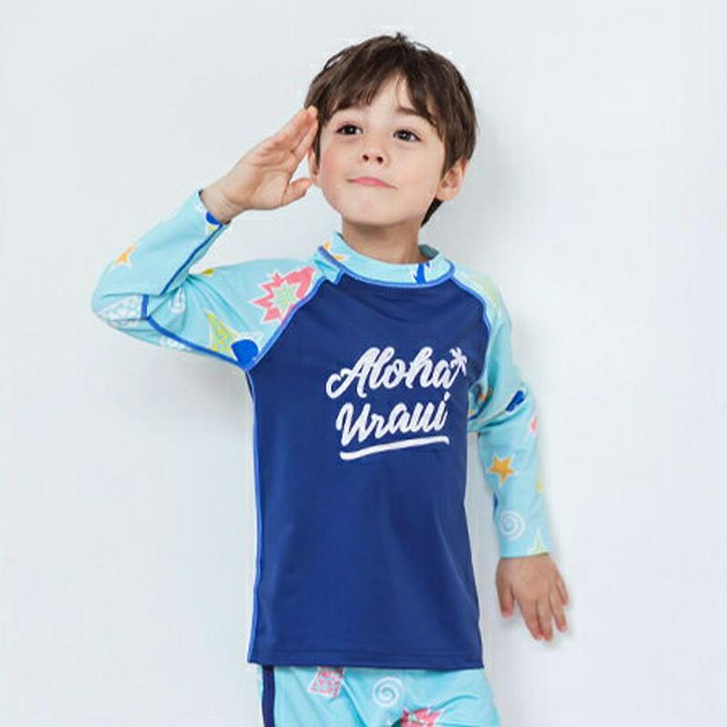 LoudラッシュガードTシャツ・p001580 キッズ【3~8才】【bw】【水着 スイムウェア ラッシュガード 長袖 ポップ 星 カジュアル 女の子 男の子 夏 子供 こども 子供服 こども服】【KIDS】