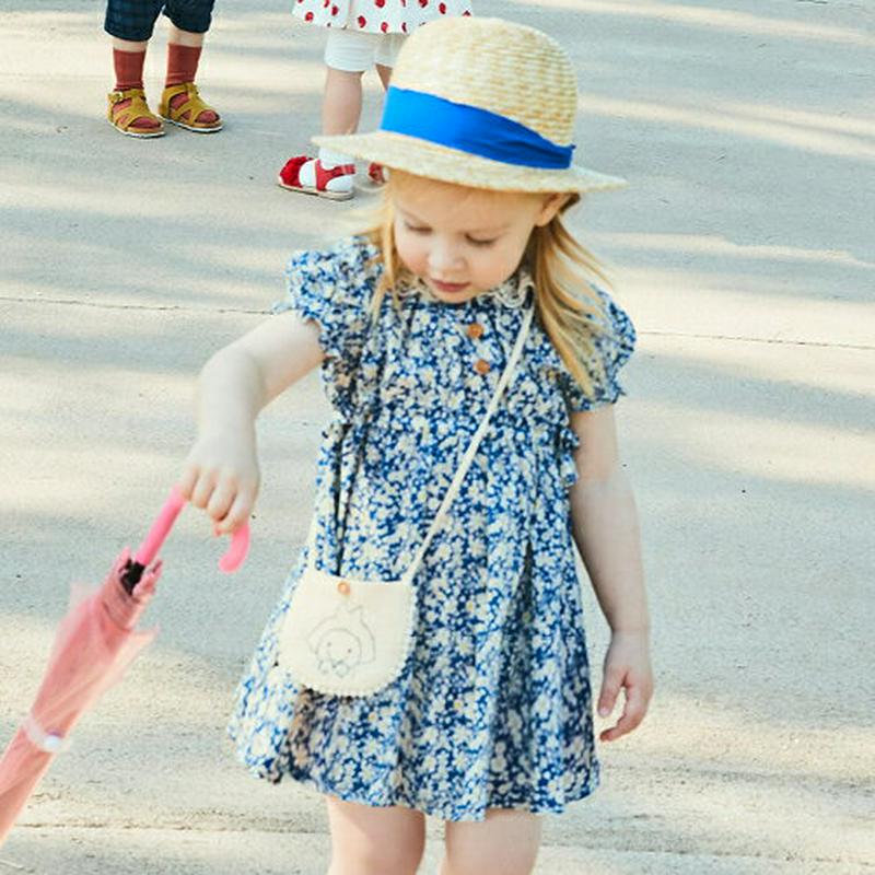 バッグ付レースカラー花柄ワンピース・p002186 キッズ【3~8才】【ops】【ワンピース ミニワンピース ショート丈 半袖 