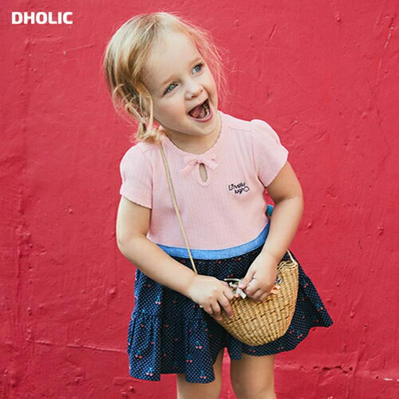 チェリードット柄ワンピース・p002213 キッズ【3~8才】【ops】【ワンピース ミニワンピース ショート丈 半袖 ロゴ チ