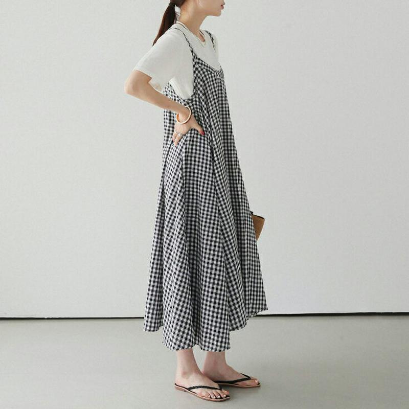 チェックフレアワンピース・全1色・t62462 レディース【ops】【ワンピース ロング ロングワンピース キャミソールワンピー