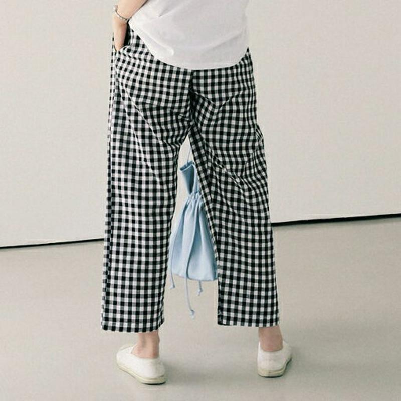 ギンガムチェックワイドパンツ・全2色・t62476 レディース【pt】【パンツ ロング ロングパンツ ワイド ワイドパンツ チェ