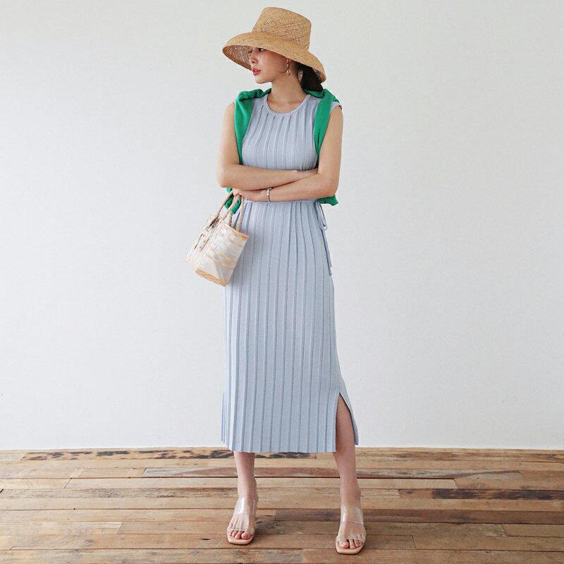 ストラップ付リブスリムワンピース・全3色・t62468 レディース【ops】【ワンピース ロング ロングワンピース スリーブレス