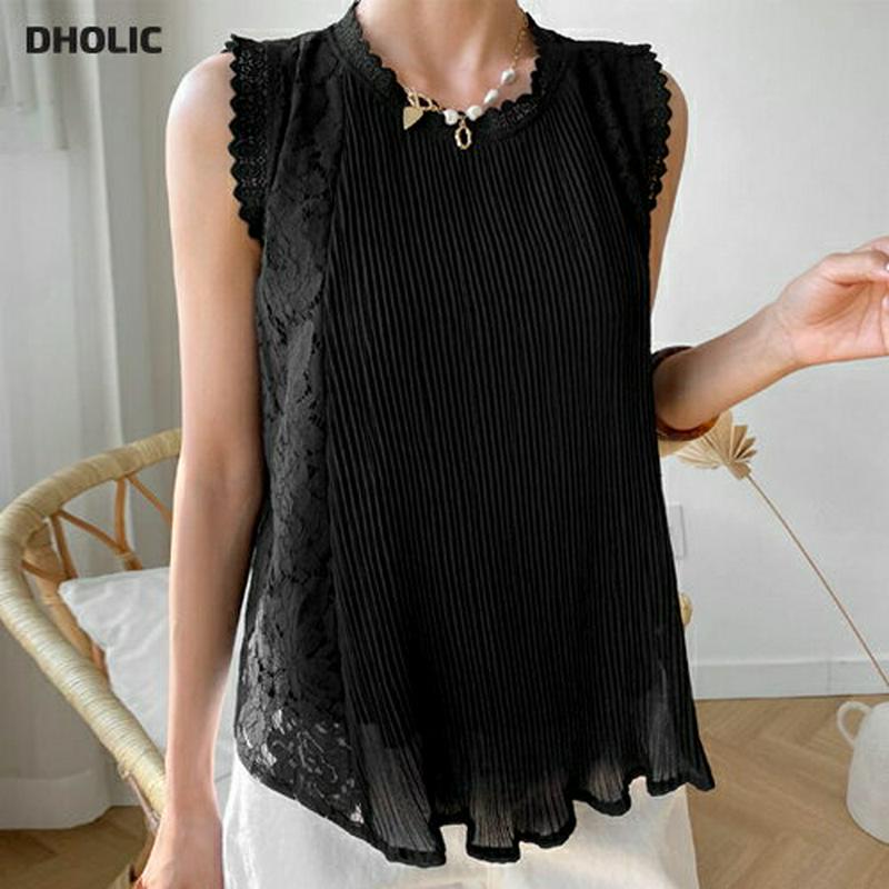 【只今10%OFF】プリーツレーススリーブレス・全2色・b55765 レディース【tops】【トップス スリーブレス ノースリー