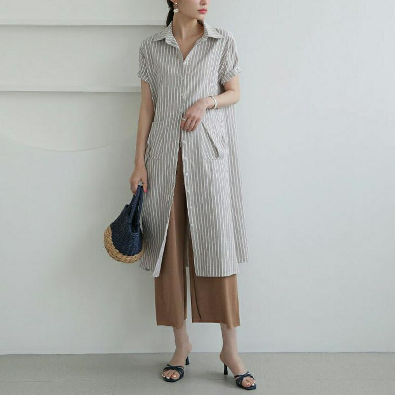 ストラップ付カラーストライプワンピース・全3色・b62575 レディース【ops】【ワンピース ミディ丈 ミディワンピース スト