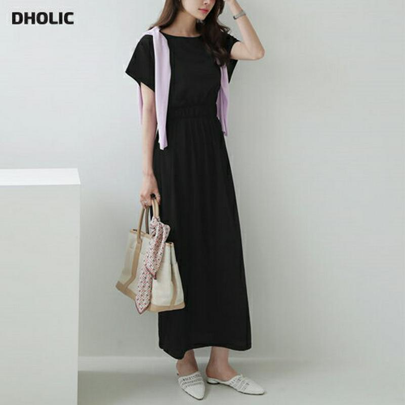 バックスリットフレアワンピース・全2色・t62572 レディース【ops】【ワンピース ロング ロングワンピース 半袖 フレア 