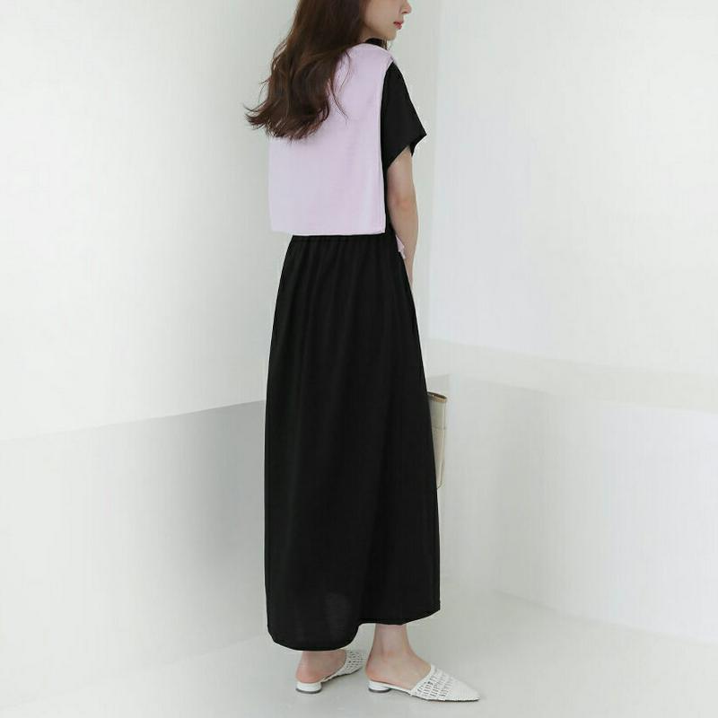 バックスリットフレアワンピース・全2色・t62572 レディース【ops】【ワンピース ロング ロングワンピース 半袖 フレア 