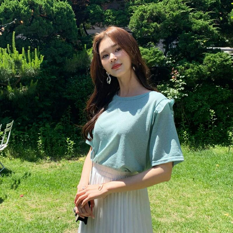 フリルショルダーTシャツ・全2色・t59705 レディース【tops】【トップス Tシャツ 半袖 ハーフスリーブ フリル 可愛い