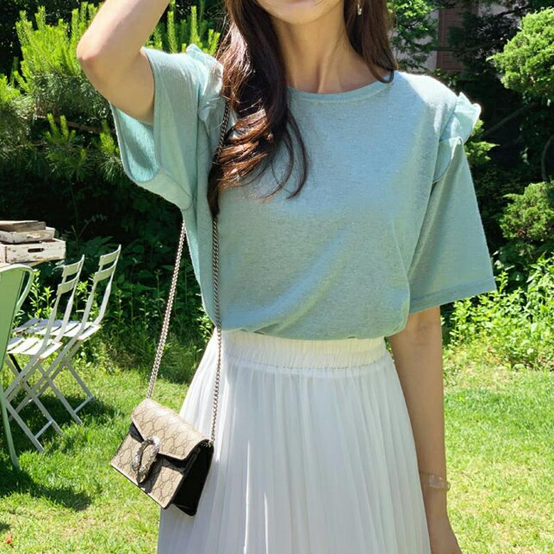 フリルショルダーTシャツ・全2色・t59705 レディース【tops】【トップス Tシャツ 半袖 ハーフスリーブ フリル 可愛い