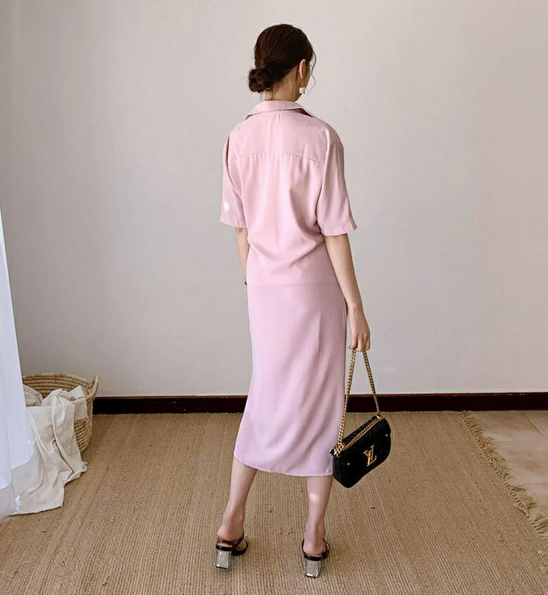 ダイアゴナルボタンカラーワンピース・全3色・b59706 レディース【ops】【ワンピース ロング ロングワンピース 半袖 ハー