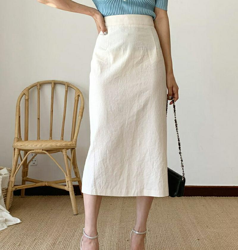 Hラインリネン混スカート・全3色・t59716 レディース【sk】【スカート ミディ丈 ミディスカート Hライン スリット リネ